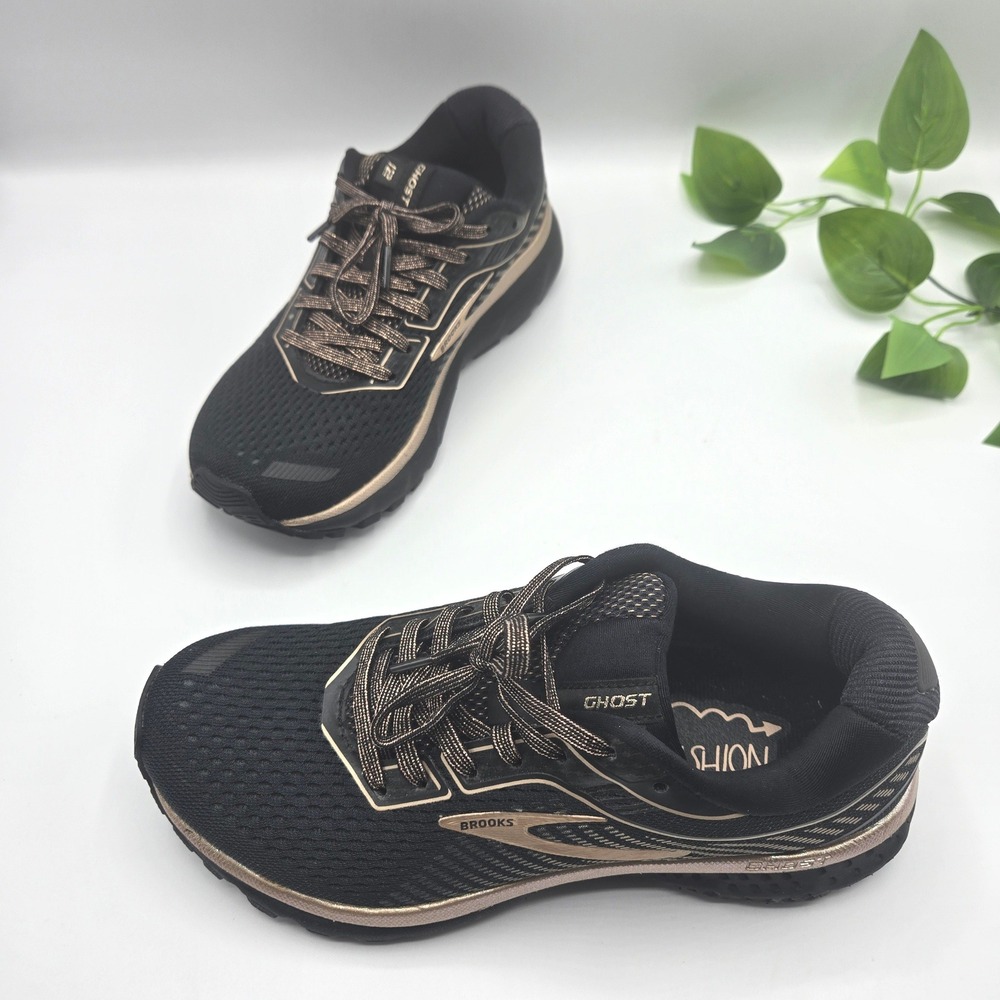Brooks Ghost 12 Running Shoes Black Rose Gold 1203051B077 WMS Size 5.5